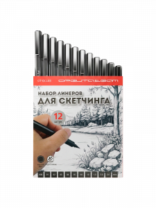 Капиллярные ручки линеры черные для скетчинга 12 штук Орбита OT-OCL03